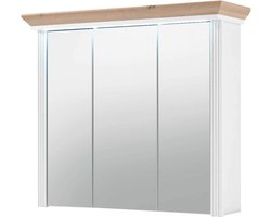 Badkamerspiegelkast met LED-verlichting in licht dennenhout Artisan eiken look - Landhuisstijl opbergruimte - 83 x 75 x 25 cm (B/H/D)