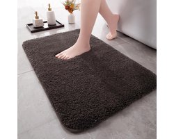 Badkamertapijt, antislip, wasbaar, badmat, zacht, wollig, badtapijt, hoogpolig, microvezel, badmat, 43 x 61 cm, zwart
