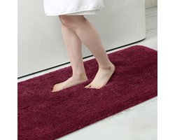 Badkamertapijt, antislip, wasbaar, badmat, zacht, wollig, badtapijt, hoogpolig, microvezel badmat - 51 x 76 cm, wijnrood
