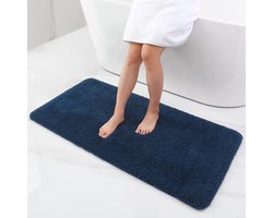 Badkamertapijt, antislip, wasbaar, badmat, zacht, wollig, badtapijt, hoogpolig, microvezel badmat - 61 x 120 cm, marineblauw