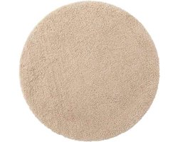 Badkamertapijt, antislip, wasbaar, badmat, zacht, wollig, badtapijt, hoogpolig, microvezel, badmat, rond, diameter 90 cm, beige