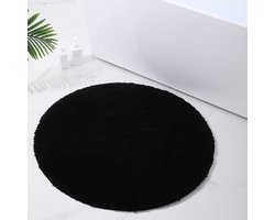 Badkamertapijt, antislip, wasbaar, badmat, zacht, wollig, badtapijt, hoogpolig, microvezel, badmat, rond, diameter 90 cm, zwart