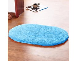 Badkamertapijt - Ovaal Wollen Mat - Zachte Vloerbedekking - Antislip Rubberen Achterkant - 120 x 160 cm - Lichtgrijs