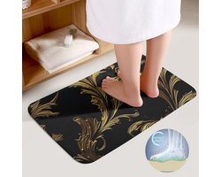 Badkamertapijt Set - Badmat Toiletmat - Zachte Vloer - Coral Fleece Materiaal - 50x80 cm - Zwart Goud