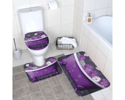 Badkamertapijt Set - Badmatten Absorberend - Veiligheid Thuis - Antislip Onderkant - 3-Delig - Paars