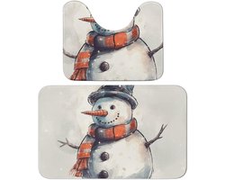 Badkamertapijt Set - Vloermatten Badkamer - Voetwarmte Comfort - Zacht Koraal Fluweel - 50x80 cm - Sneeuwpop Stijl