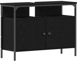 Badkamertenk te kast | badkamerkast | Wastafelmeubel | Wastafel onderkast Zwart eiken 80 x 30 x 60 cm Bewerkt hout