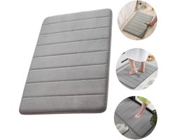 Badkamervoetmat - Slaapkamermat - Toiletmat - Antislipmat voor de douche - Absorberende vloermat - Gestreepte mat - Ligmat voor huisdieren - Machinewasbaar - Voor badkamers, gangen, toiletten, wastafels (50*80 cm - Lichtgrijs)