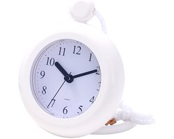 Badkamerwandklok, witte douchewandklok, waterdicht, geschikt voor gebruik in de badkamer, duidelijke en gemakkelijk afleesbare wijzerplaat.