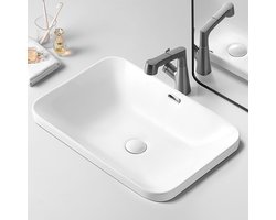 Badkamerwastafel Inbouw - Opzet spoelbak - Moderne badkamer - Verglaasd porselein - 45 x 33 cm - Wit
