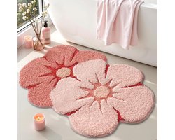Badkamettegel Bloemen Zachte Pluche Badmat - Niet-glijdend - Wasbaar - Hoogabsorberend - Voor Douche en Badkamer - 45 x 70 cm