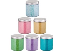 Badkaviaar - 200 gram - set van 6 verschillende geuren - Aluminium Deksel - Eucalyptus, Hamam, Lavendel, Opium, Rozen, Zen Moment - bad parels voor in bad