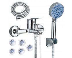 Badkraan met handdouche - zilver - 5 standen - 150 cm slang - roestvrij staal 304