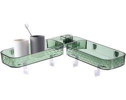 Badkuip hoekplank - Douche organizer - Badkamer opbergen - Roterend ontwerp - 62.5 cm lengte - Groen