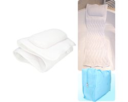 Badkussen - Bad matras / Ligbed - Ligbed voor in bad - Met kussen - Met blauwe opbergtas - Makkelijk mee te nemen - Wit
