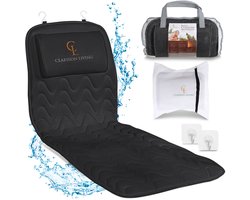 Badkussen voor het hele lichaam (125x43cm) Claessonliving – Badkussens met Hoofdsteun met 12 Zuignappen – Ondersteunt Hoofd, Nek, Rug en Benen – Inbegrepen: Badmatras, Reistas en 2 Ophanghaken - Zwart