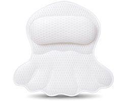 Badkussen voor in bad - Comfortabel en goede aanvulling in bad - Ontspanning - Hoofd steun - Relax Steunkussen - Douche Accessoires - Wit - Alyze - Nekkussen bad