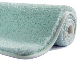 Badmat, 120 x 70 cm, antislip, wasbaar, antislip, zacht, waterabsorberend, wollig, microvezel, badtapijt, aqua, herbruikbaar