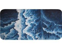 Badmat 120x60 cm - Antislip - Golven - Blauw - Schuim - Badmatten voor badkamer - Badkamermat - Douchemat - Badkamer mat