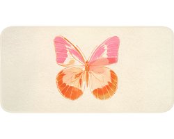 Badmat 120x60 cm - Antislip - Oranje - Vlinder - Minimalistisch - Badmatten voor badkamer - Badkamermat - Douchemat - Badkamer mat
