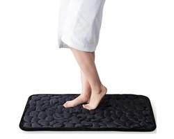 Badmat 2 stuk, antislip PVC-achterkant, machinewasbaar, 40x60cm badmat set , langwerpige vorm, zachte comfortabele badmat met uitstekende absorptie - Zwart