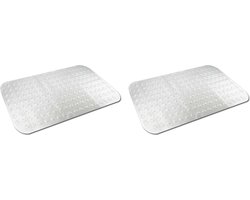 Badmat - 2x - transparant - antislip - 79 x 37 cm - douchemat - met zuignappen