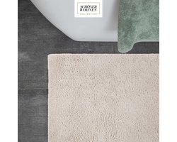 Badmat 40 x 60 cm - omkeerbaar en afwasbaar - 100% katoen - beige