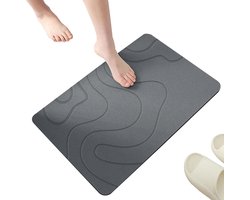 Badmat - 40 X 60 Cm - Water Absorberende Badkamermat - Douchemat - Absorberend - Diatomiet Stenen Douchemat - Absorberende Stenen Badmat - Wasbare Douchemat - Sneldrogend - Geschikt Voor Badkamer, Keuken, Slaapkamer - Donkergrijs