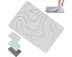 Badmat - 40 X 60 Cm - Water Absorberende Badkamermat - Douchemat - Absorberend - Diatomiet Stenen Douchemat - Absorberende Stenen Badmat - Wasbare Douchemat - Sneldrogend - Geschikt Voor Badkamer, Keuken, Slaapkamer - Lichtgrijs