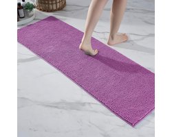 Badmat - 50 x 150 cm (Rechthoekig) - Polyester - Hoogpolig - Anti-Slip - soft - Super absorberend - machinewasbaar - Glad geweven - Kleur : Paars