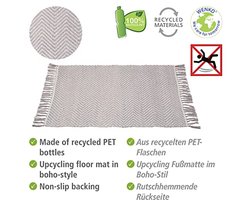 Badmat 50 x 80 cm in trendy etnostijl van gerecycled materiaal - Slipvaste, wasbare badmat