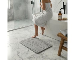 Badmat 60 x 40 cm - Super Absorberende Stenen Mat, Sneldrogend en Antislip voor Douche, Stone Bath Mat