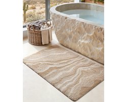 Badmat - 60 x 90 cm - Absorberende badmat - Machinewasbaar - Antislip badmat - Geschikt voor badkamers, badkuipen en douches - Beige