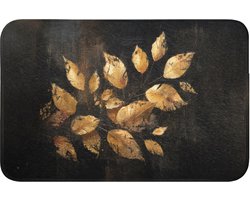 Badmat 60x40 cm - Antislip - Gouden Bladeren op Donkere Achtergrond - Badmatten voor badkamer - Badkamermat - Douchemat - Badkamer mat