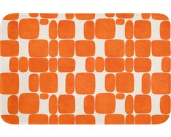 Badmat 60x40 cm - Antislip - Patroon - Retro - Oranje - Badmatten voor badkamer - Badkamermat - Douchemat - Badkamer mat
