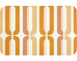 Badmat 60x40 cm - Antislip - U-vorm - Retro - Oranje - Badmatten voor badkamer - Badkamermat - Douchemat - Badkamer mat