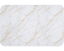 Badmat 60x40 cm - Antislip - Wit - Marmer - Goud - Luxueus - Badmatten voor badkamer - Badkamermat - Douchemat - Badkamer mat