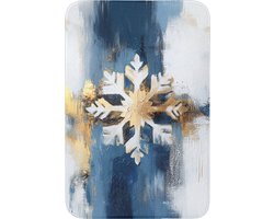 Badmat 60x90 cm - Antislip - Abstract - Winter - Sneeuwvlok - Sneeuw - Goud - Badmatten voor badkamer - Badkamermat - Douchemat - Badkamer mat