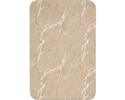 Badmat 60x90 cm - Antislip - Beige - Marmer - Organisch - Wit - Badmatten voor badkamer - Badkamermat - Douchemat - Badkamer mat