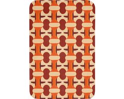 Badmat 60x90 cm - Antislip - Geometrisch - Retro - Oranje - Badmatten voor badkamer - Badkamermat - Douchemat - Badkamer mat