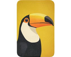 Badmat 60x90 cm - Antislip - Toekan - Minimalistisch - Snavel - Oranje - Badmatten voor badkamer - Badkamermat - Douchemat - Badkamer mat