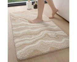 Badmat 61 x 110 cm - Waterabsorberend Antislip Badtapijt voor Badkamer, Douche en Bad - Machinewasbaar - Beige