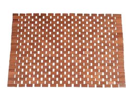 Badmat 70x0,8x50cm Houtkleur Hout Douchemat Badmat Vloermat Rolontwerp Stabiel en duurzaam Geschikt voor binnenbadkamers, douches, sauna's