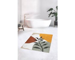 Badmat 80x120 - Zachte wc mat - Toiletmat - Bladeren - Badkamermat voor badkamer - Douchemat