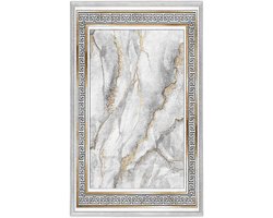 Badmat 80x120 - Zachte wc mat - Toiletmat - Wit marmer patroon - Badkamermat voor badkamer - Douchemat