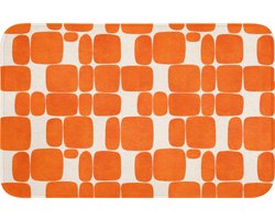 Badmat 80x50 cm - Antislip - Patroon - Retro - Oranje - Badmatten voor badkamer - Badkamermat - Douchemat - Badkamer mat