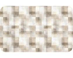 Badmat 80x50 cm - Antislip - Textuur - Linnen - Beige - Badmatten voor badkamer - Badkamermat - Douchemat - Badkamer mat