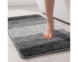 Badmat 90x60 cm – Antislip Badkamermat – Zachte Microvezel – Sneldrogende Douchemat – Hoogpolig & Absorberend – Wasbaar – Grijs