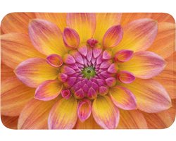 Badmat 90x60 cm - Antislip - Dahlia - Bloem - Oranje - Badmatten voor badkamer - Badkamermat - Douchemat - Badkamer mat