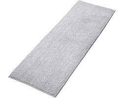 Badmat Anti-Slip av soft Chenille | Super absorberend en machinewasbaar | Te combineren als badmat set | Voor de badkamer douche bad of als WC mat | Grijs - 50x150 cm Badmat